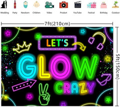 Neon Glow Party Decorations Supplies Backdrop 7X5Ft Glow in the Dark Let’S Glow