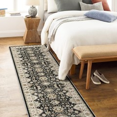Washable Hallway Runner Rug 2×10: Non Slip 2′ x 10′ (Rectangular), Black