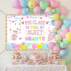 My Class is Full of Sweethearts Backdrop Banner Valentine’s Day Decorations for