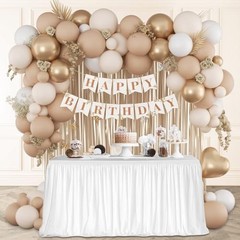 Boho Birthday Decorations with Sand White Nude Metallic Gold Foil Balloons