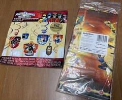 NEW Power Rangers MegaForce Swirl Decorations & Samurai Table Cloth Birthday Set