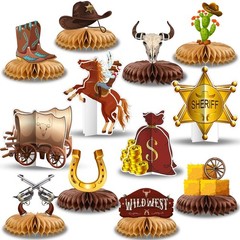 Chrisfall 12 Pcs Western Cowboy Party Decorations Medium, Multicolor