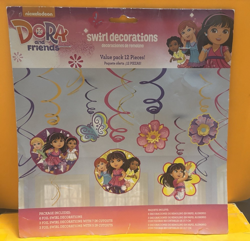 Dora and Friends Swirl Decorations 12 Piece Kit New Factory Sealed Free Shipping