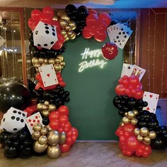 Casino Theme Party Decorations 133PCS Red and Black Gold Balloon Garland Arch…