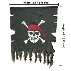 2 PCS 3ft x 2.5ft Weathered Linen Pirate Flag Halloween Party Room Decor