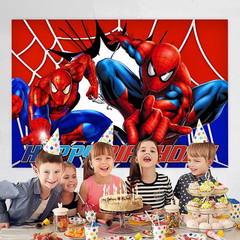 Spider Birthday Party Decorations, 5X3Ft Happy Birthday Back Drop Banner Theme B
