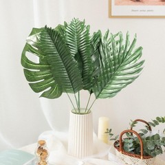 LOMIRO 50 Pieces 7 Kinds Artificial Tropical Leaf Jungle Leaves 50pcs Green