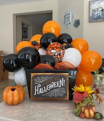 Aiwolf Halloween Balloons Black Orange Balloons Set 50Pcs 12Inch Black White