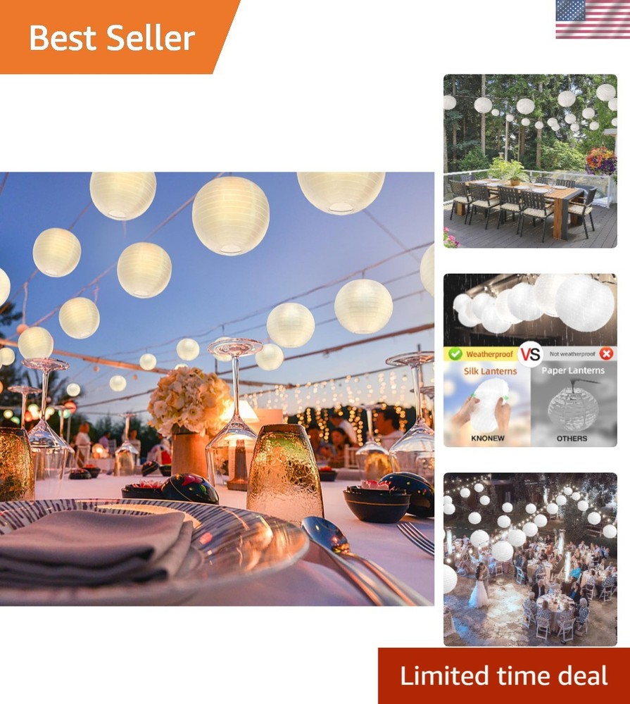 20 Pack 10″ Waterproof White Silk Lanterns for Elegant Outdoor Events