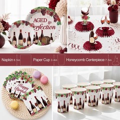 Wine Themed «Aged to Perfection» Birthday Decorations for 25 Guests NEW