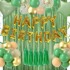 Elegant Sage Green Birthday Decorations – Balloons, Banners & Backdrop Set