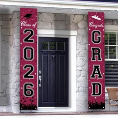 2026 Graduation Decorations, Banner Class of Maroon and Black