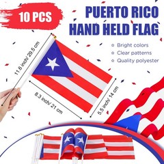 54 Pc Puerto Rico Party Decorations Set – 2 Puerto Rican Flag Banners, 10 Min…