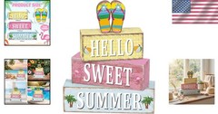 Creative Summer Table Centerpiece – 4 Wooden Flip Flop Blocks for Gifting