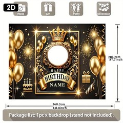 1pc Balloons Crown Tapestry Personalized Birthday Custom Poster Party Banner❀