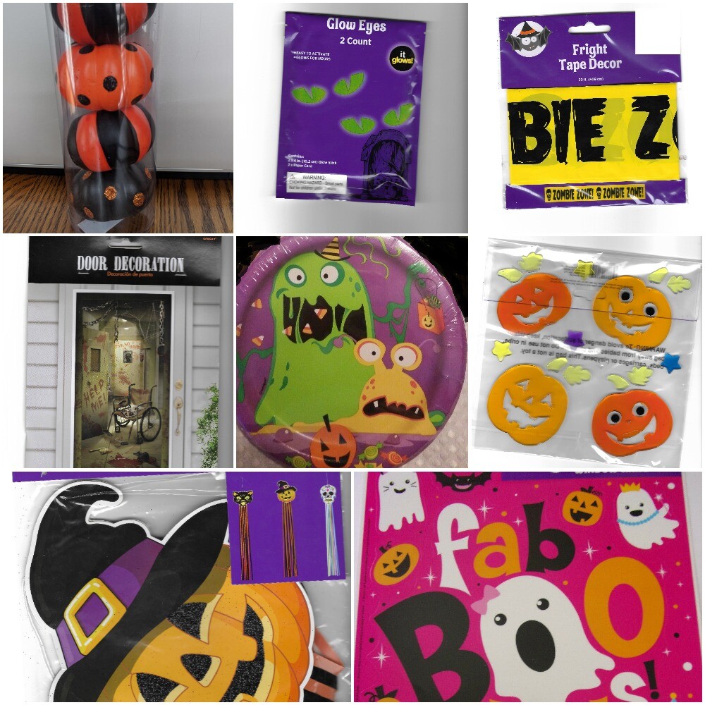Halloween Party Supplies Plates Cups Napkins Decor New Favors Tattoos Tape Door