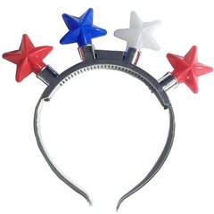 Light Up Red Blue White Star Headband for Women Men Fourth of July Celebration
