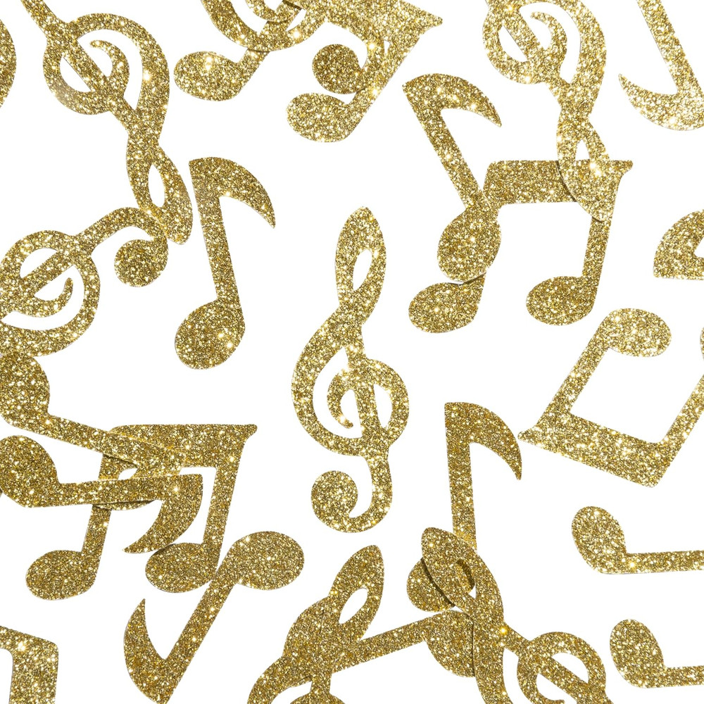 Clovercrafts 50 X Gold Glitter Musical Note Confetti – Music Theme Birthday Part