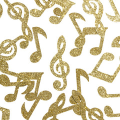 Clovercrafts 50 X Gold Glitter Musical Note Confetti – Music Theme Birthday Part