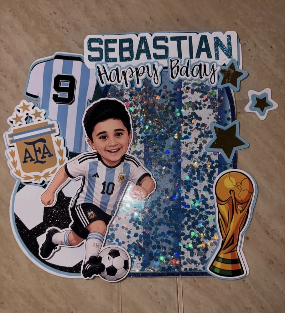 Personalized Soccer Birthday Party Centerpiece, Argentina Theme, Multicolor