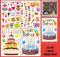 Happy Birthday Window Clings,131Pcs Birthday Decorations Stickers,Unique Birt…