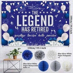 Retirement Party Decorations Blue Silver Happy Retirement Decorations for Men…