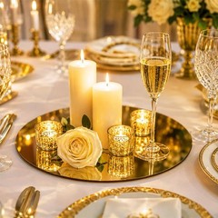 20 PCS 8 Inch Gold Round Acrylic Mirror Centerpieces Tray Candle Plate
