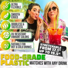 200 Pcs Extra Long Straws Disposable – Flexible Long Plastic Straws, Stretcha…