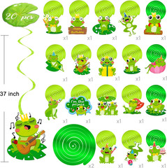 Frog Hanging Swirls Frog Birthday Party Decorations 20Pcs Frog Theme Ceiling Swi