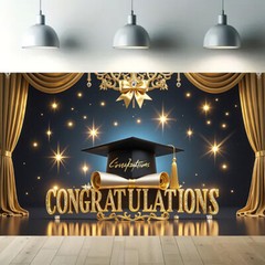 Polyester Graduation Banner for School Celebrations & Events Decorative Backdrop