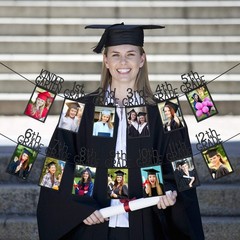 Black Glitter K-12 Graduation Photo Banner 6 inches x 5 inches,
