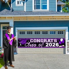 Graduation Decorations 2026 Yard Sign Large Class of 2026 Banner Purple Congr…