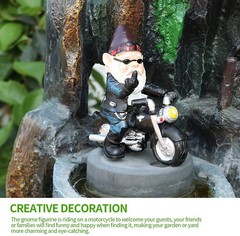 Gnome Riding Motorcycle Middle Finger Statue Funny Biker Garden Decor Lawn Patio