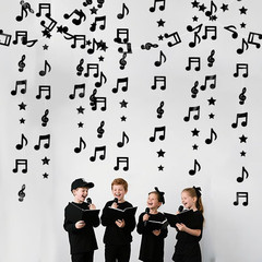 Black Shimmering Musical Note Star Hanging Garland Black Music Theme Party Hangi