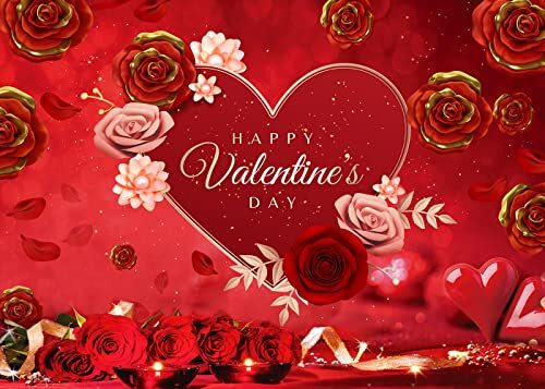 8x6ft Valentine’s Day Backdrop Beautiful Blossom Love Heart Valentine’s Day P…