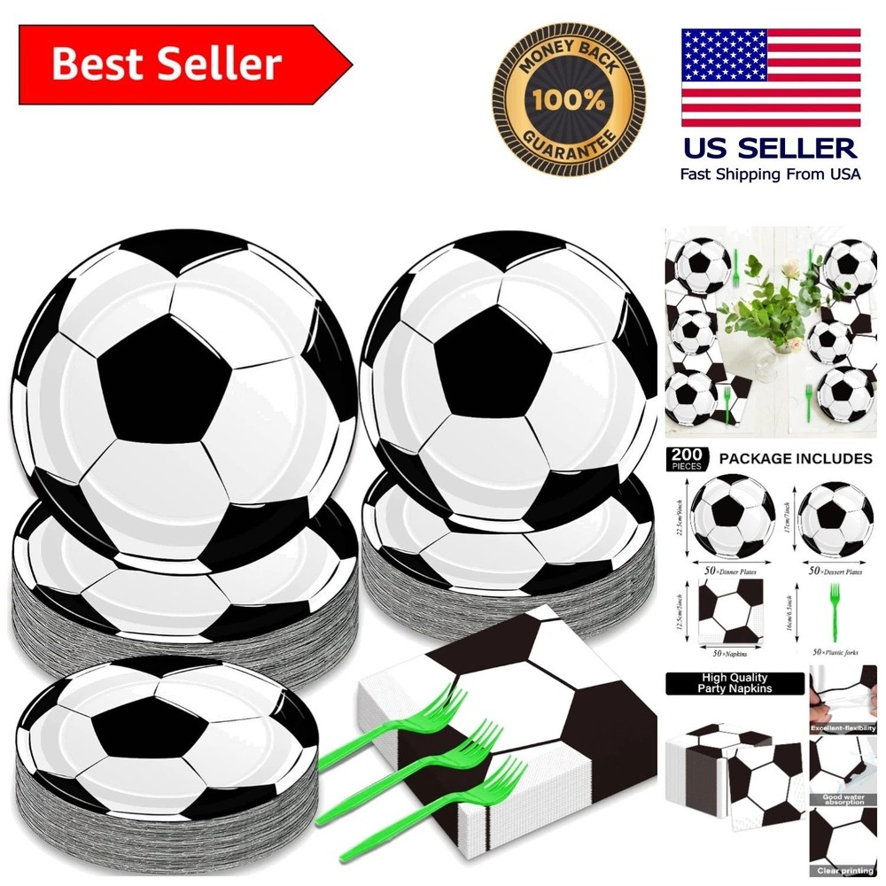 50-Count Soccer Plates and Napkins for Birthday Bashes – Eco-Friendly Disposable