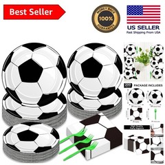50-Count Soccer Plates and Napkins for Birthday Bashes – Eco-Friendly Disposable