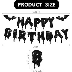 Halloween Birthday Banner Glitter Black Garland Party Bunting Decorations