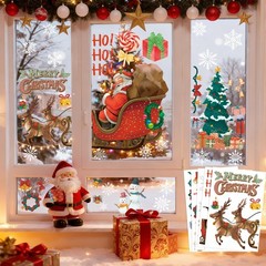 Christmas Party Decorations – Snowflake Window Clings Stickers for White Red