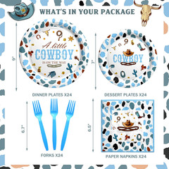 Cowboy Baby Shower Supplies Tableware Set, Cowboy Baby Shower Decorations, Weste