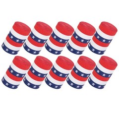 10 Pack Reusable Patriotic Crepe Paper Ribbon Rolls Red White Blue Streamers