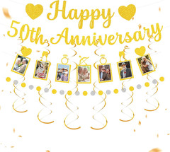 50Th Wedding Anniversary Party Decoration Set – «Happy 50Th Anniversary» Banner,