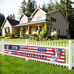 250 Anniversary USA Flag Banner – Durable 4th of July Decorations with 1776-2…