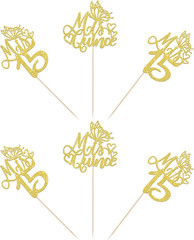 12 PCS Mis 15 Centerpiece Sticks Glitter Happy 15th Birthday Centerpieces Mis Qu