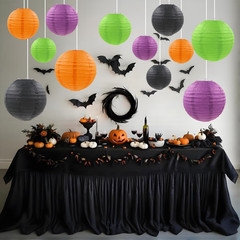 Halloween Paper Lanterns Black Purple Orange Green Halloween Party Decorations f