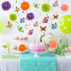 Pasimy 62 Pcs Spring 3D Flower Butterfly Hanging Swirls Decorations…