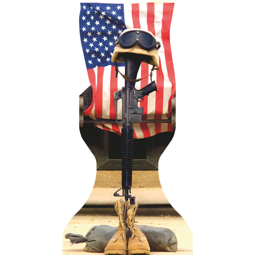 SP13428 Military Cross Fallen Soldier M16 Boots Helmet Flag Army Marine Cardboar