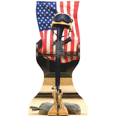 SP13428 Military Cross Fallen Soldier M16 Boots Helmet Flag Army Marine Cardboar