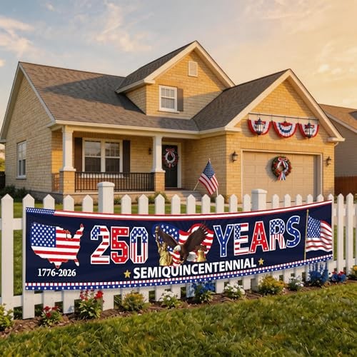 250 Anniversary USA Flag, 1776-2026 Semiquincentennial Patio Blue Red Brown
