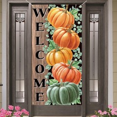 Fall Decorations Pumpkin Door Cover Banner Autumn Thanksgiving Gift 36″x72″